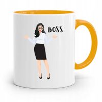 Kubek Żółty Prezent Dla Szefowej Kierowniczka Boss Z Nadrukiem Ze Zdjęciem
