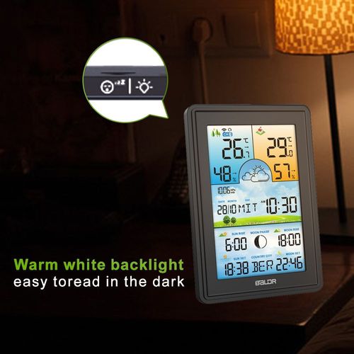 Stacja pogodowa termometr higrometr zegar fazy księżyca kalendarz czarna na Arena.pl