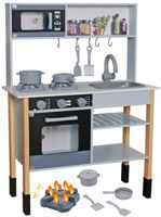 KUCHNIA DREWNIANA KUCHENKA DLA DZIECI AKCESORIA DŹWIĘK ŚWIECĄCE PALNIKI