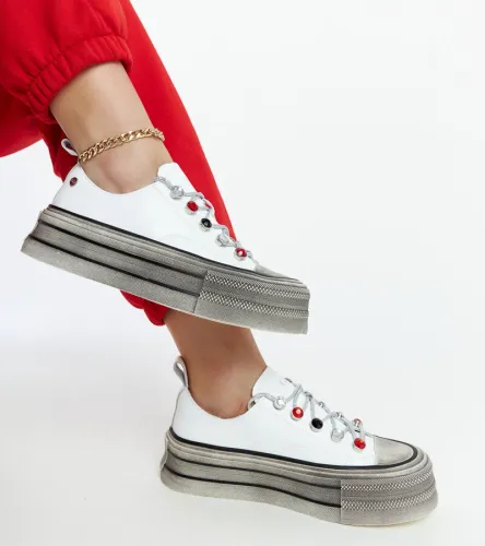 Białe sneakersy na platformie GOE NN2N4054 41 na Arena.pl