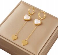 Złote Wiszące Kolczyki 316L Pozłacane 18K