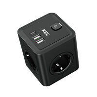 Rozgałęźnik elektryczny 4x gniazdo 230V Schuko 2x USB-A 1x USB-C czarny