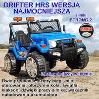 Olbrzymi  terenowy Drifter 2 HRS osobowy z pilotem, miękkie koła, nowoczesny panel, 2.4 Ghz/ S-618