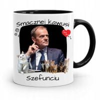 Kubek Czarny Donald Tusk Po Platforma Prezent Z Nadrukiem Ze Zdjęciem