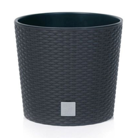 donica z wkładem rattan RATO Round  25xh22cm  ANTRACYT
