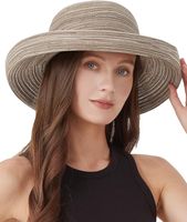 Kapelusz przeciwsłoneczny damski XL 61-63 cm UPF 50+ plażowy beżowy szeroki