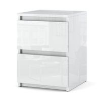 Szafka Nocna Do Sypialni Nowoczesny 2 Szuflady Stolik Biały Połysk Glamour