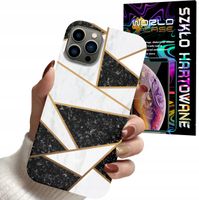 ETUI CASE DO IPHONE 15 PRO - MARMUREK GEOMETRIA WZORY DLA KOBIET + SZKŁO
