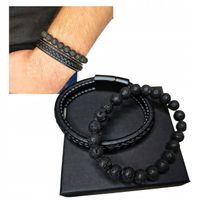 ZESTAW BRANSOLETKA MĘSKA LAWA TALIZMAN AMULET OCHRONA SIŁA PREZENT