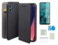 Etui z klapką do MOTOROLA MOTO G06 czarny smart magnet + folia ochronna TPU