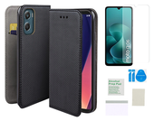Etui z klapką do MOTOROLA MOTO G06 czarny smart magnet + folia ochronna TPU