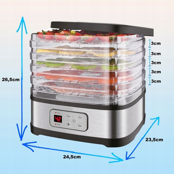 MOCNA SUSZARKA LCD DO GRZYBÓW OWOCÓW WARZYW EKO 5 SIT 240W REGULACJA ZESTAW zdjęcie 3