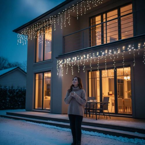 SOPLE 300LED kurtyna lampki na zewnątrz z FLASH 10M DODATKOWE GNIAZDO na Arena.pl