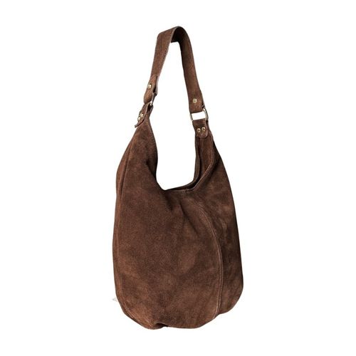 BRĄZOWA ZAMSZOWA TOREBKA WOREK CZEKOLADOWA TOREBKA ZAMSZ NATURALNY NA ZAMEK na Arena.pl