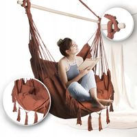 HAMAK BRAZYLIJSKI FOTEL OGRODOWY WISZĄCY HAMAK HUŚTAWKA RODOS 2 KARMEL