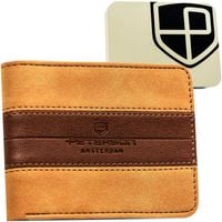 brązowy portfel męski bez zapięcia wykonany ze skóry ekologicznej