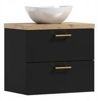 Szafka łazienkowa wisząca LUNA 50 czarny/dąb z umywalką Eliza B (W7)