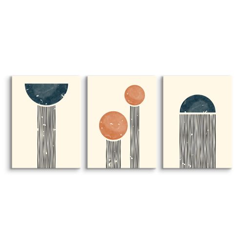 OBRAZY NA PŁÓTNIE SET ABSTRAKCJA FIGURY GEOMETRYCZNE STYL BOHO 90cm x 40cm na Arena.pl