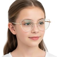 Okulary dla dziewczynki kocie zerówki do komputera BLUE LIGHT Biały/Złoty