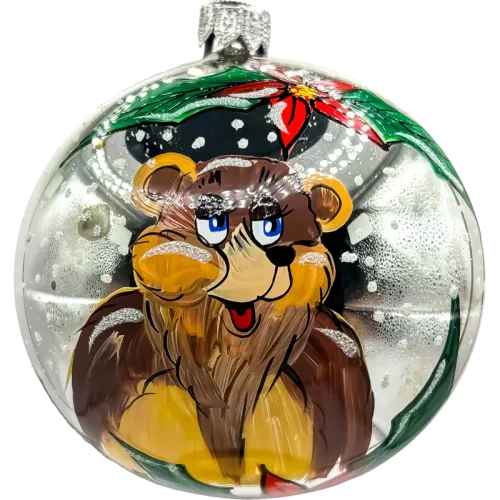 Bombka choinkowa szklana: Niebieska z misiem i świątecznymi ozdobami na Arena.pl