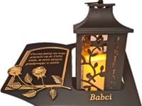 BABCIA BABCI ZNICZ LAMPION NA GRÓB LATARNIA CZARNA ZE ŚWIECĄ SKOS SENTENCJA