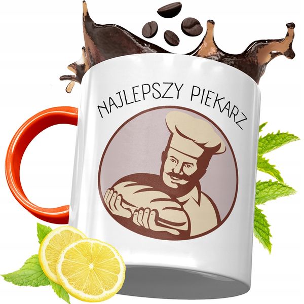 Kubek Pomarańczowy Dla Piekarza Prezent Z Nadrukiem Ze Zdjęciem zdjęcie 1