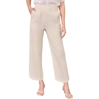 Spodnie damskie bawełniane letnie casual wysoki stan beżowe rozmiar XL