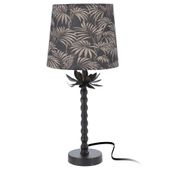 Lampa Czarna Złota Lampka Stołowa Nocna z Kloszem Abażurem Dekoracyjna
