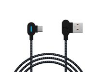 Przyłącze USB 2.0 A - USB-C 1,5m kątowe plecionka LED czarne