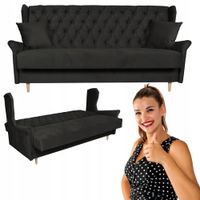 Sofa z funkcją spania WELUR wersalka uszak kanapa czarna GAJA