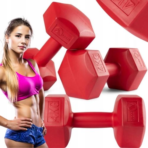 HANTLE BITUMICZNE 2x4KG HANTELKI HEXAGONALNE CIĘŻARKI DO ĆWICZEŃ FITNESS na Arena.pl