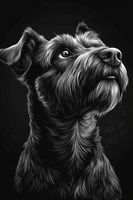 Plakat 40x60cm Portret Zwierząt do Salonu Pokoju | Terier | Czarno Białe