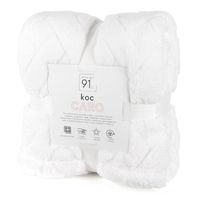 Koc mikroflano z tłoczeniem w formie jodełki CARO 70X160 biały