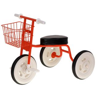 Rowerek trójkołowy retro z koszykiem czerwony