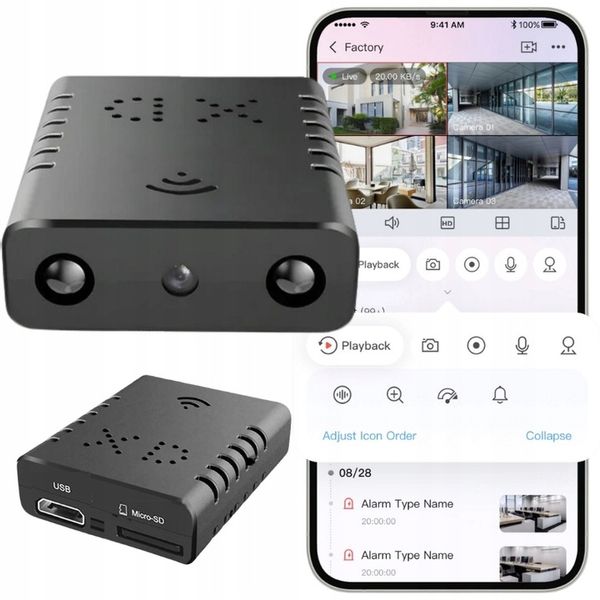 MINI KAMERA WIFI SZPIEGOWSKA UKRYTA ANDROID ZDALNY PODGLĄD CZUJNIK RUCHU zdjęcie 1
