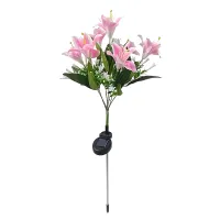 Lampa Solarna Ogrodowa Wbijana Kwiat Lilii Lilia Ozdoba Kwiaty Solarne Led