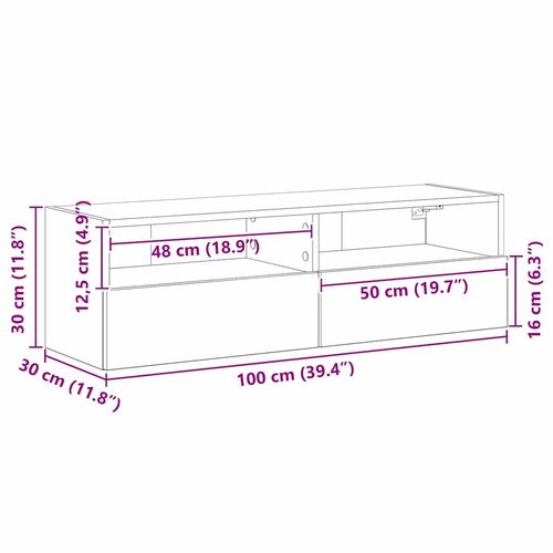 Szafka pod telewizor 2 pcs Stare drewno 100 x 30 x 30 cm na Arena.pl