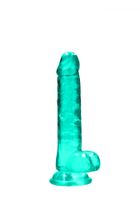 7 / 19 cm realistic dildo with balls   turquoise