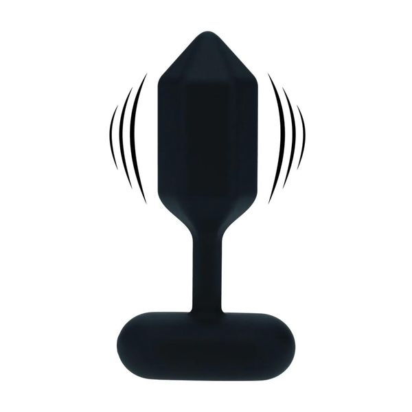 Hexagonal Vibrating Silicone Anal Plug - S - Black zdjęcie 1