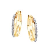 złote podwójne kolczyki koła z cyrkonią próba 333