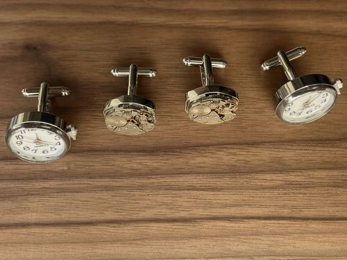 Spinki do mankietów Zegarek Werk Mechanizm Zegarka Steampunk Metalowe Etui na Arena.pl