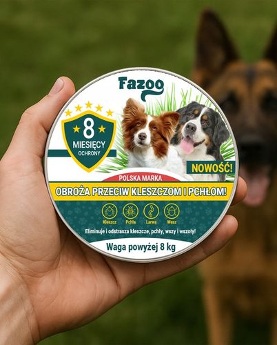 OBROŻA NA KLESZCZE i Pchły dla Dużego Psa Antykleszczowa 8 Miesięcy Fazoo na Arena.pl