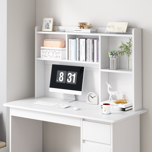 BIURKO MŁODZIEŻOWE KOMPUTEROWE STOLIK BIAŁE BIURKO Z REGAŁEM PÓŁKAMI na Arena.pl
