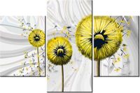 60 90CM OBRAZ 3 ELEM ŻÓŁTE DMUCHAWCE 3 ŚCIENNY DRUK PŁÓTNO