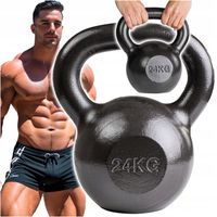 KETTLEBELL ODWAŻNIK DO ĆWICZEŃ KETTLE HANTLA HANTEL ŻELIWNY FITNESS 24KG