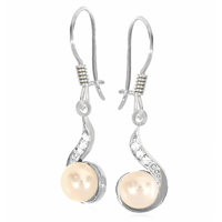 SREBRNE KOLCZYKI Z PERŁAMI NA BIGLU SREBRO PRÓBY 925