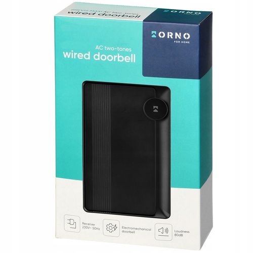Dzwonek do drzwi przewodowy 230V 2-tonowy DING-DONG czarny 80dB ORNO na Arena.pl
