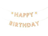 Baner papierowy Happy Birthday stokrotki, 200 cm