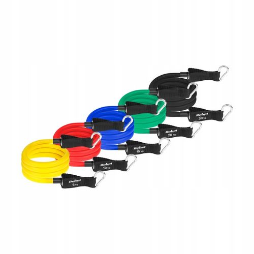 Gumy oporowe ekspandery zestaw do ćwiczeń rehabilitacji 80kg uchwyt na Arena.pl