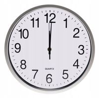 ZEGAR ŚCIENNY 25cm Cichy Płynna Praca DUŻE Cyfry SREBRNY 2315